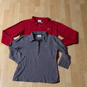 Lacoste Red and Black Striped Polo Duo